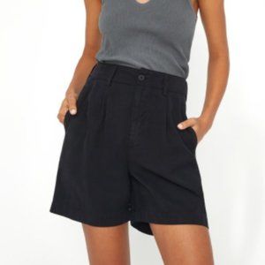 LACAUSA Paloma Shorts Black High Waisted Cotton Size 8